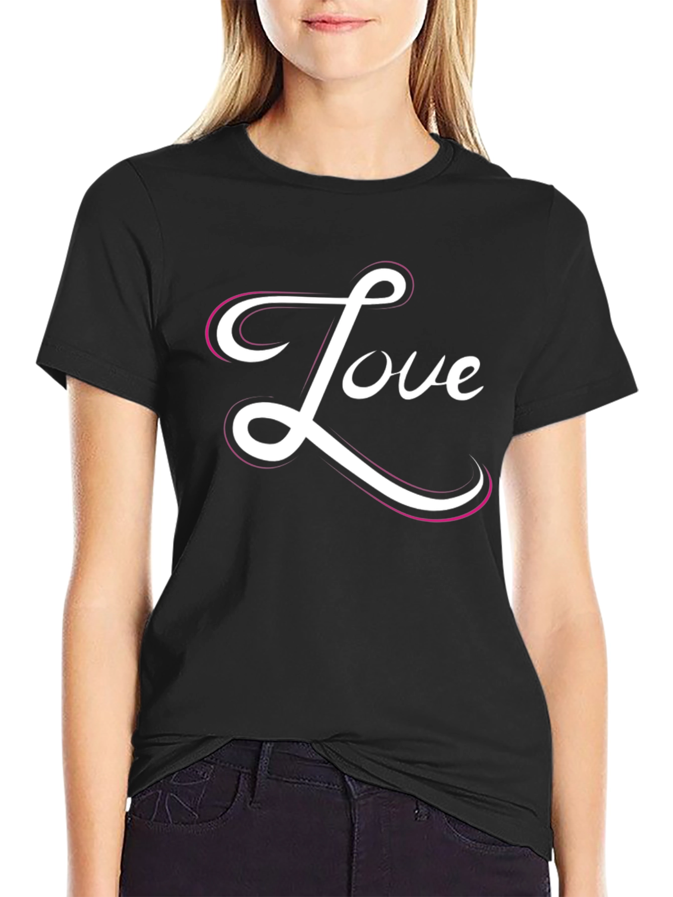 Love Script Black Graphic Tee Shirt