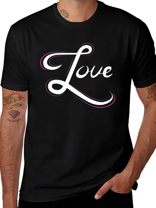 Love Script Black Graphic Tee Shirt