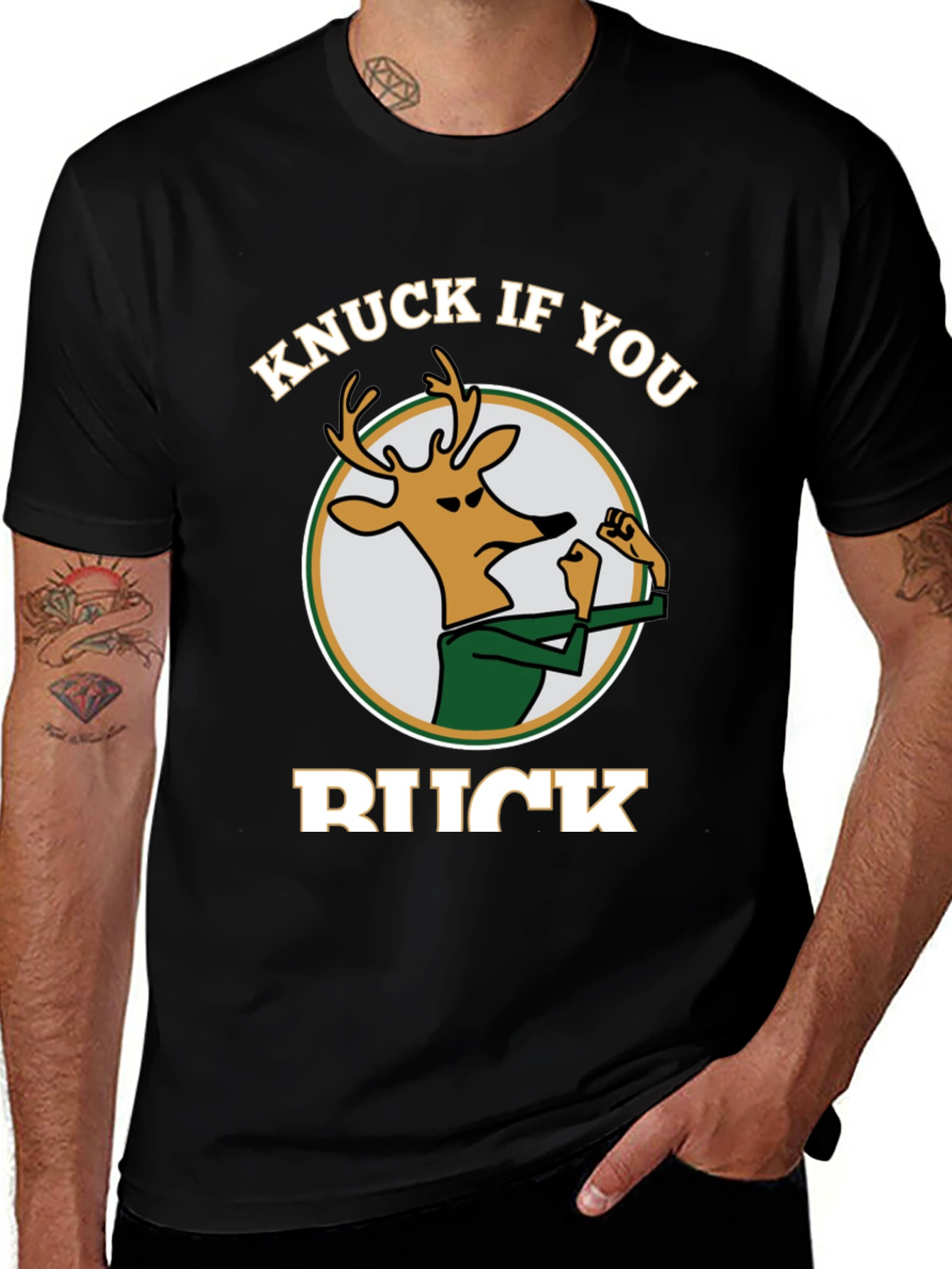 Knuck If You Buck Graphic Tee - Black Cotton