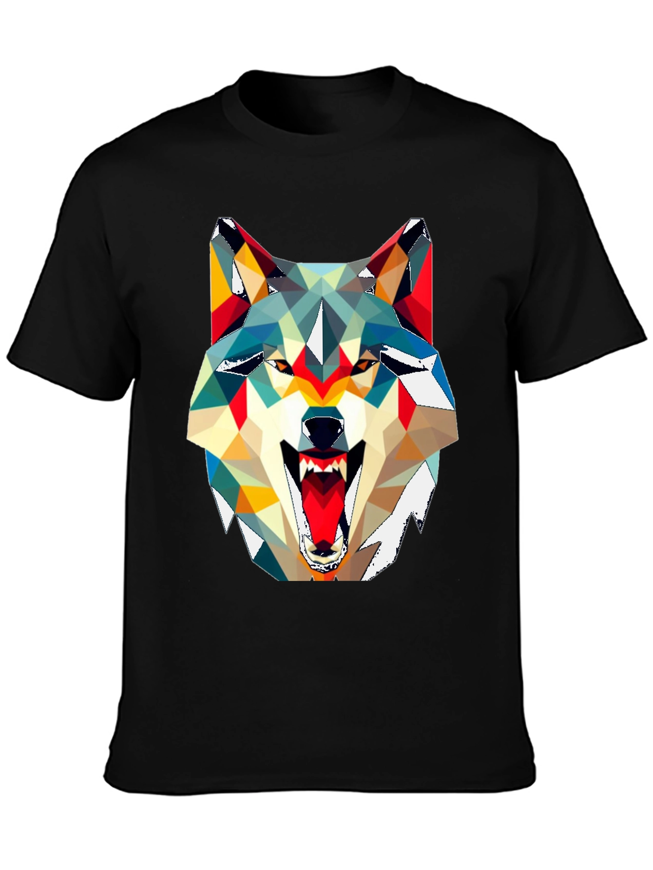 Geometric Wolf Graphic Tee - Modern Art Shirt