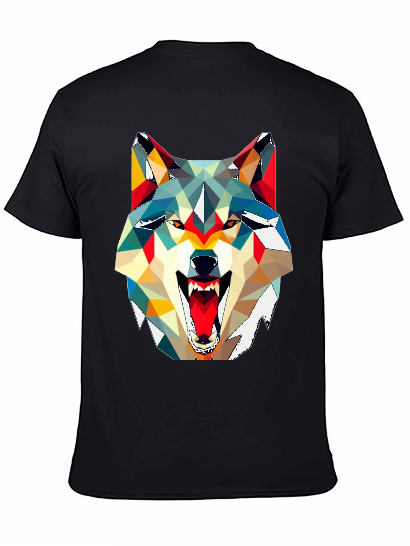 Geometric Wolf Graphic Tee - Modern Art Shirt