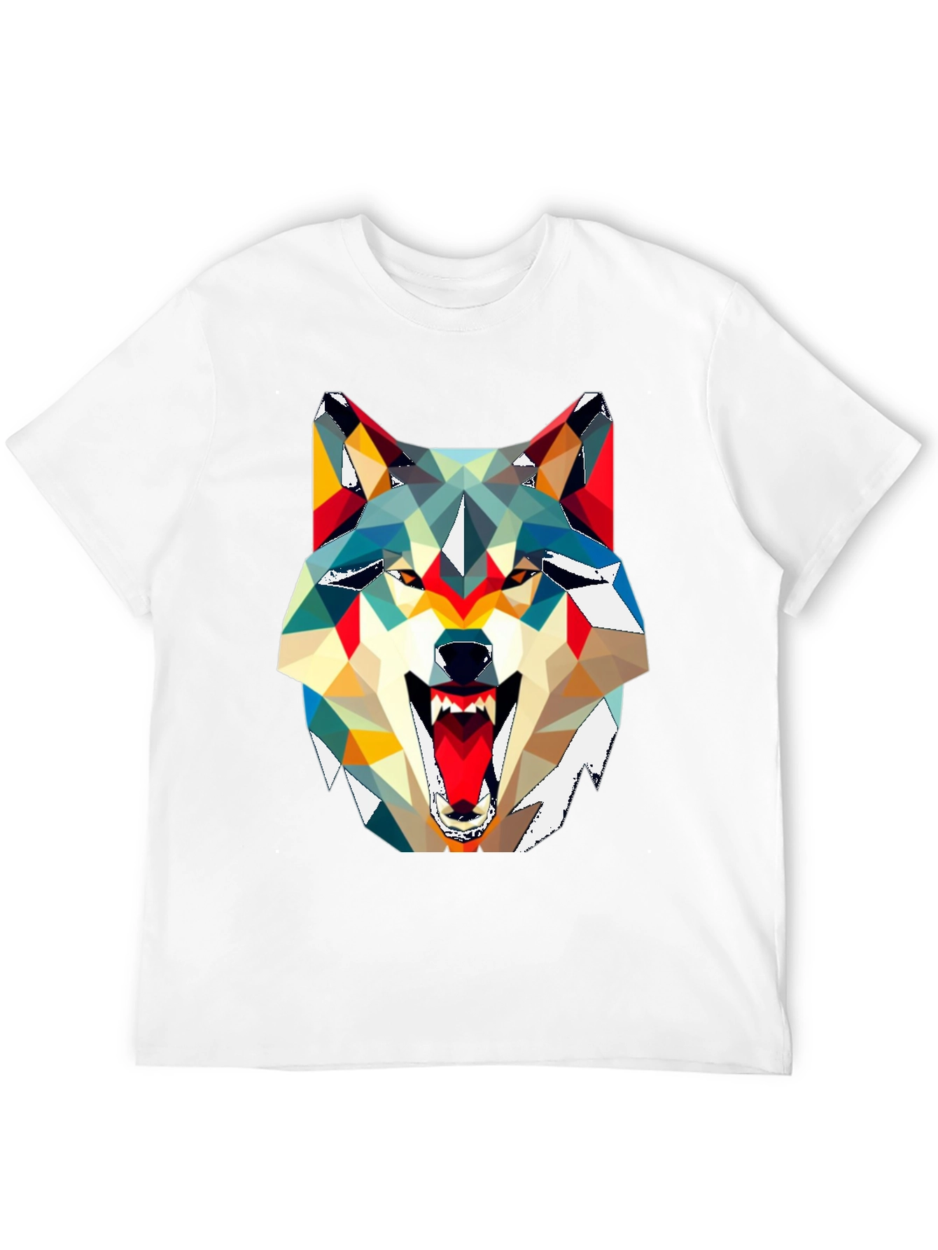 Geometric Wolf Graphic Tee - Modern Art Shirt