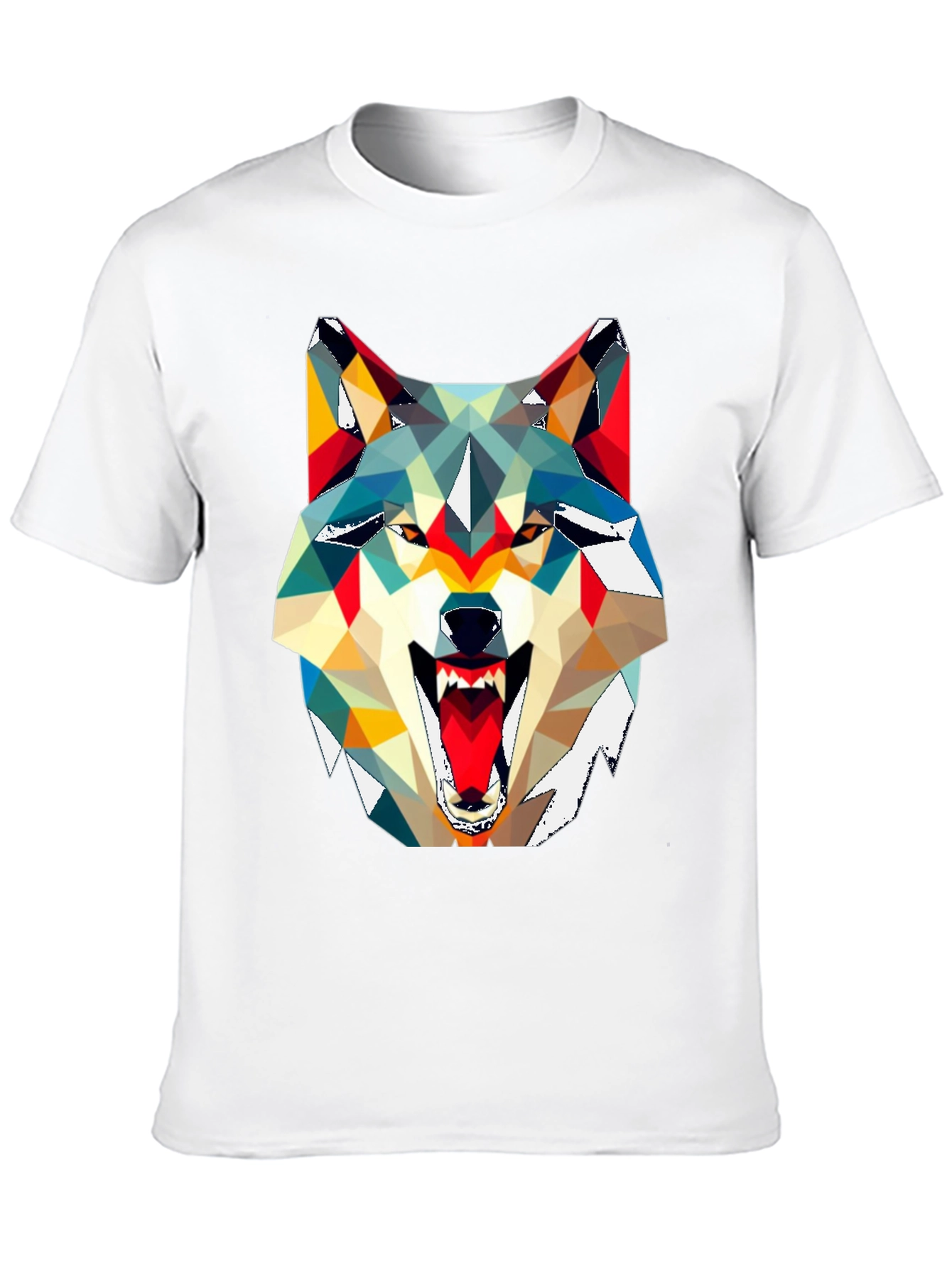 Geometric Wolf Graphic Tee - Modern Art Shirt