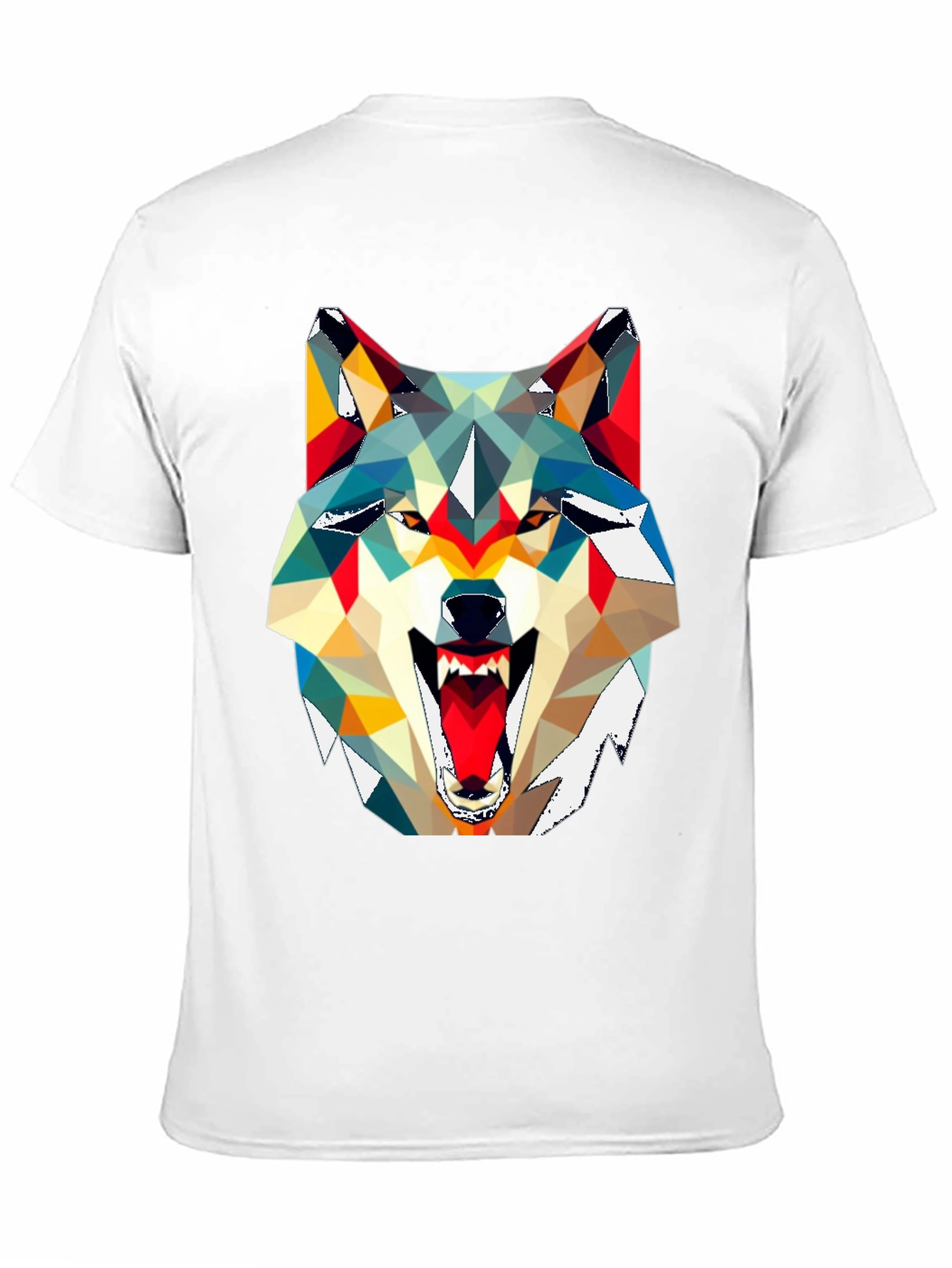 Geometric Wolf Graphic Tee - Modern Art Shirt