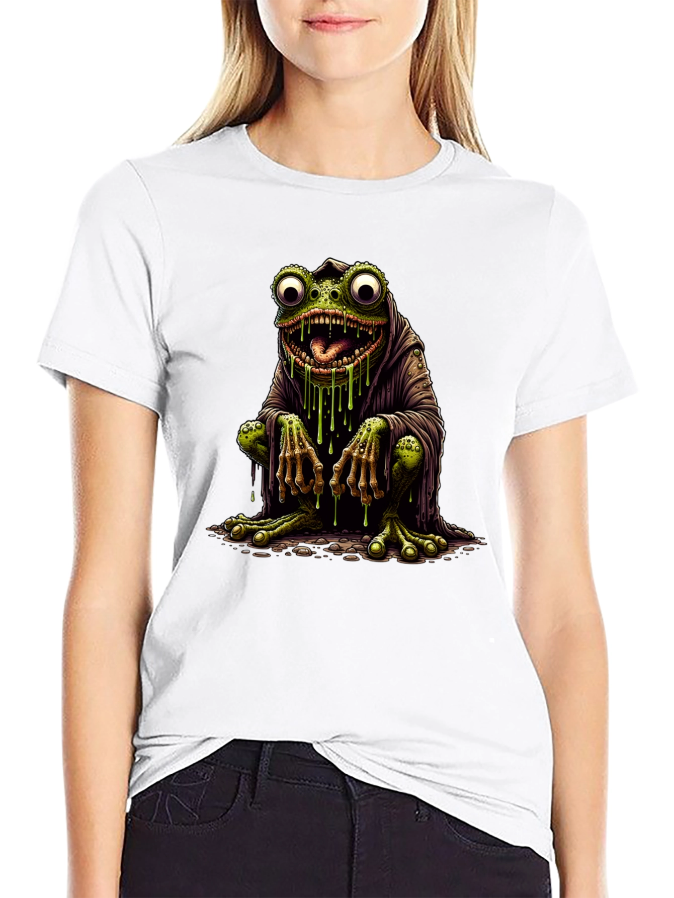 Creepy Frog Graphic Tee - Unique Monster Design