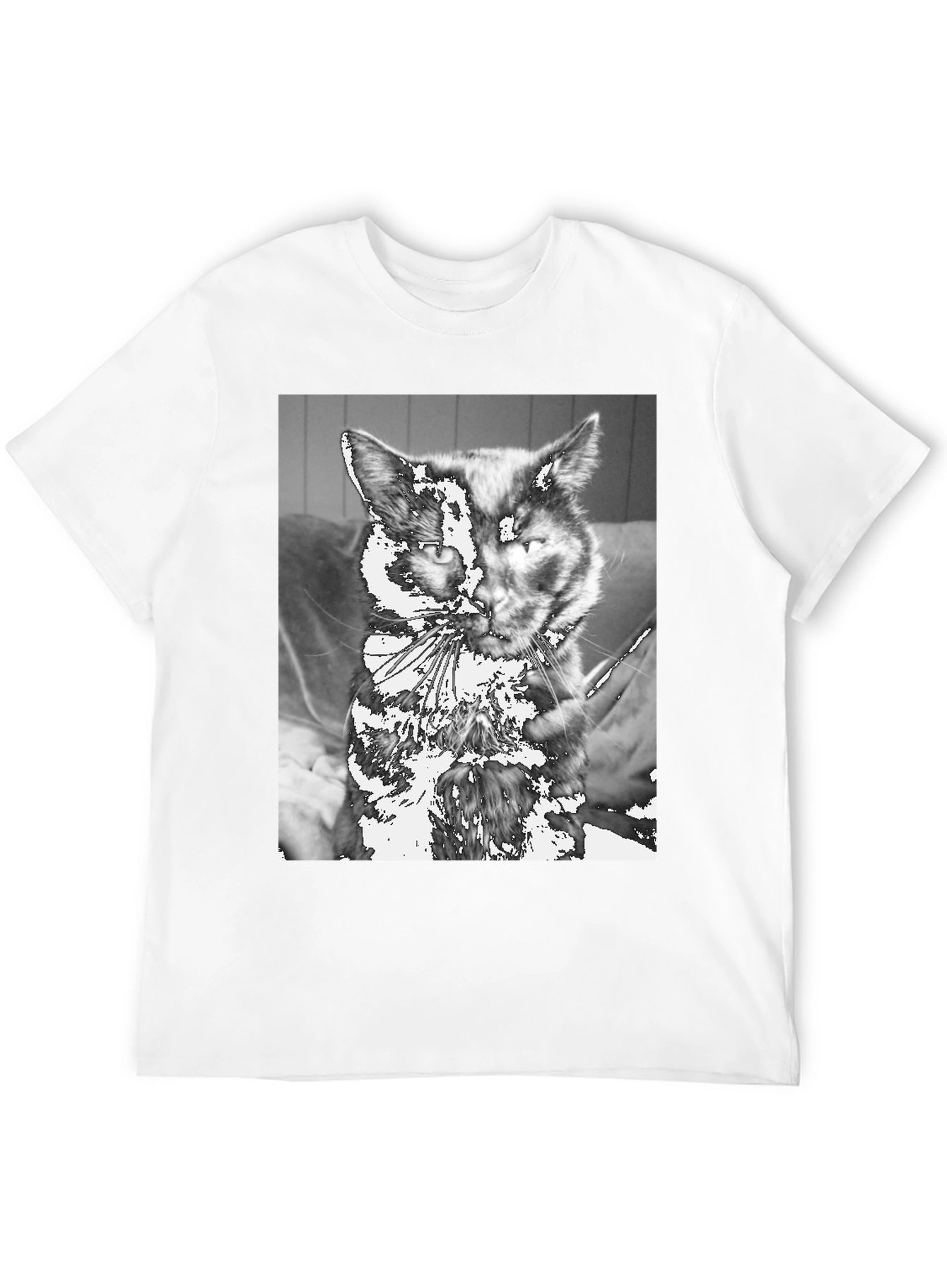 Unique Cat Graphic Tee - Black Cotton Casual T-Shirt