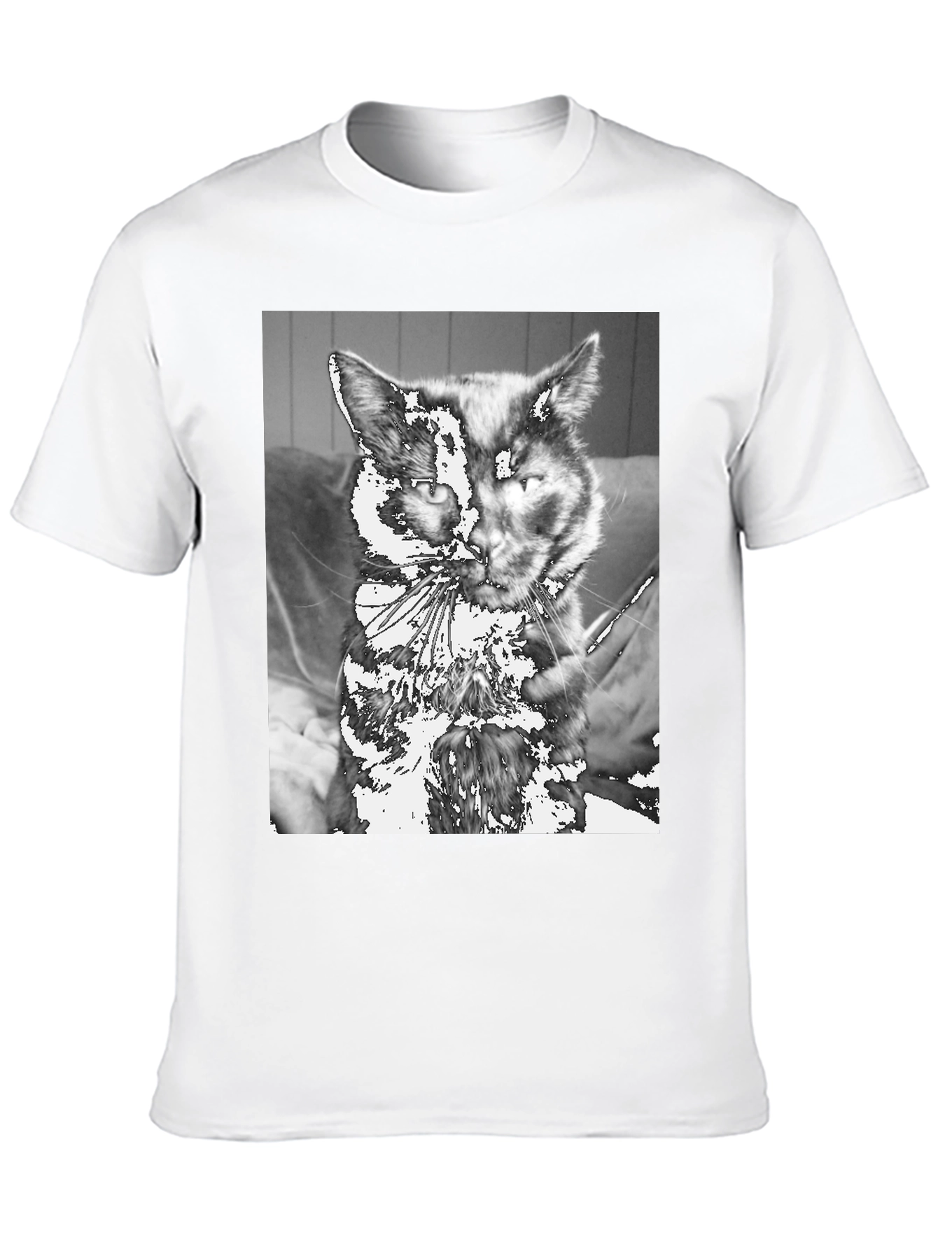 Unique Cat Graphic Tee - Black Cotton Casual T-Shirt