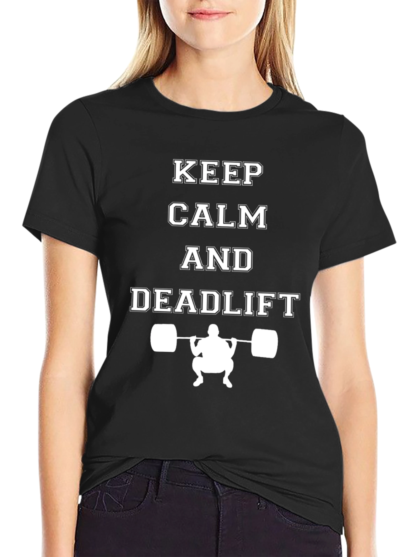 Keep Calm and Deadlift Black Graphic T-Shirt
