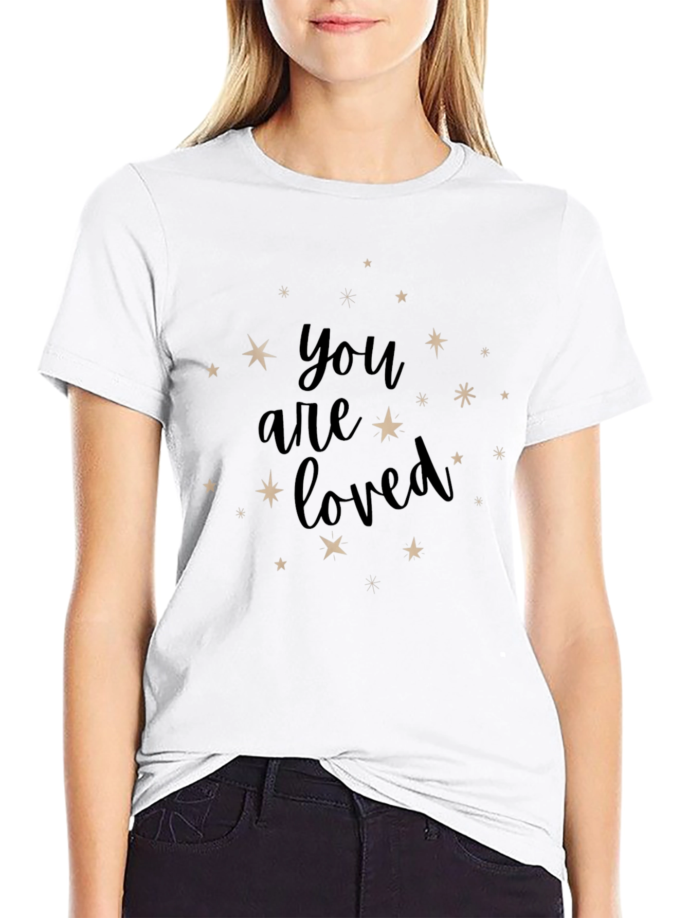 You Are Loved Starry Graphic Black Tee