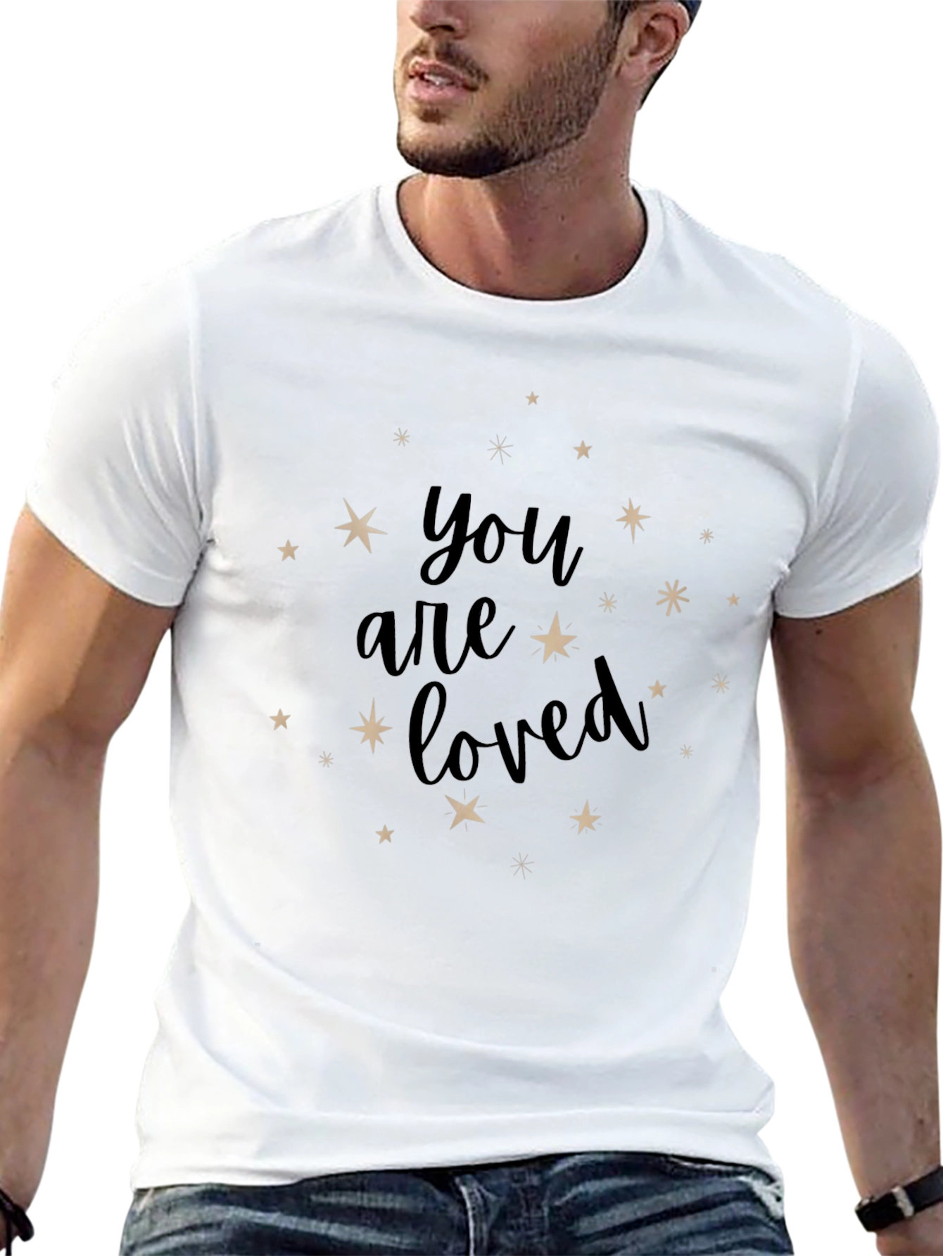 You Are Loved Starry Graphic Black Tee