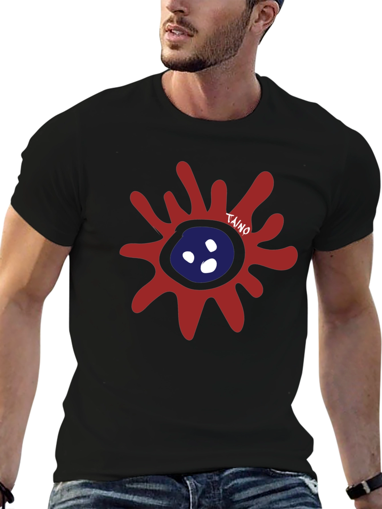 Taino Sun Graphic T-Shirt - Black Casual Tee