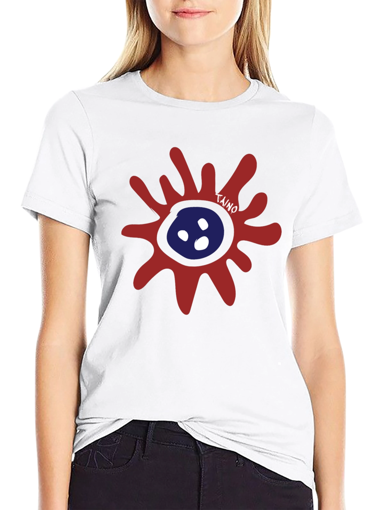 Taino Sun Graphic T-Shirt - Black Casual Tee