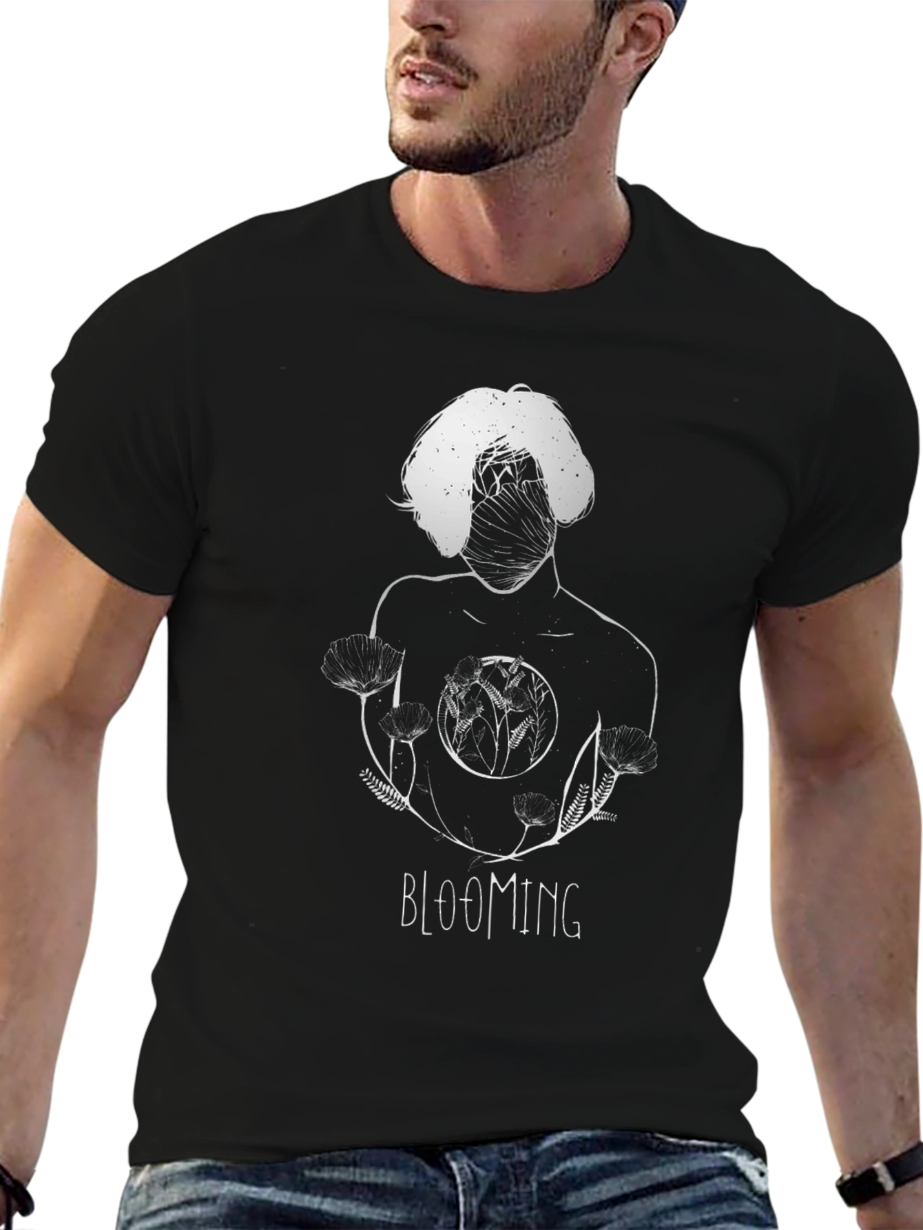 Blooming Graphic Print Black T-Shirt