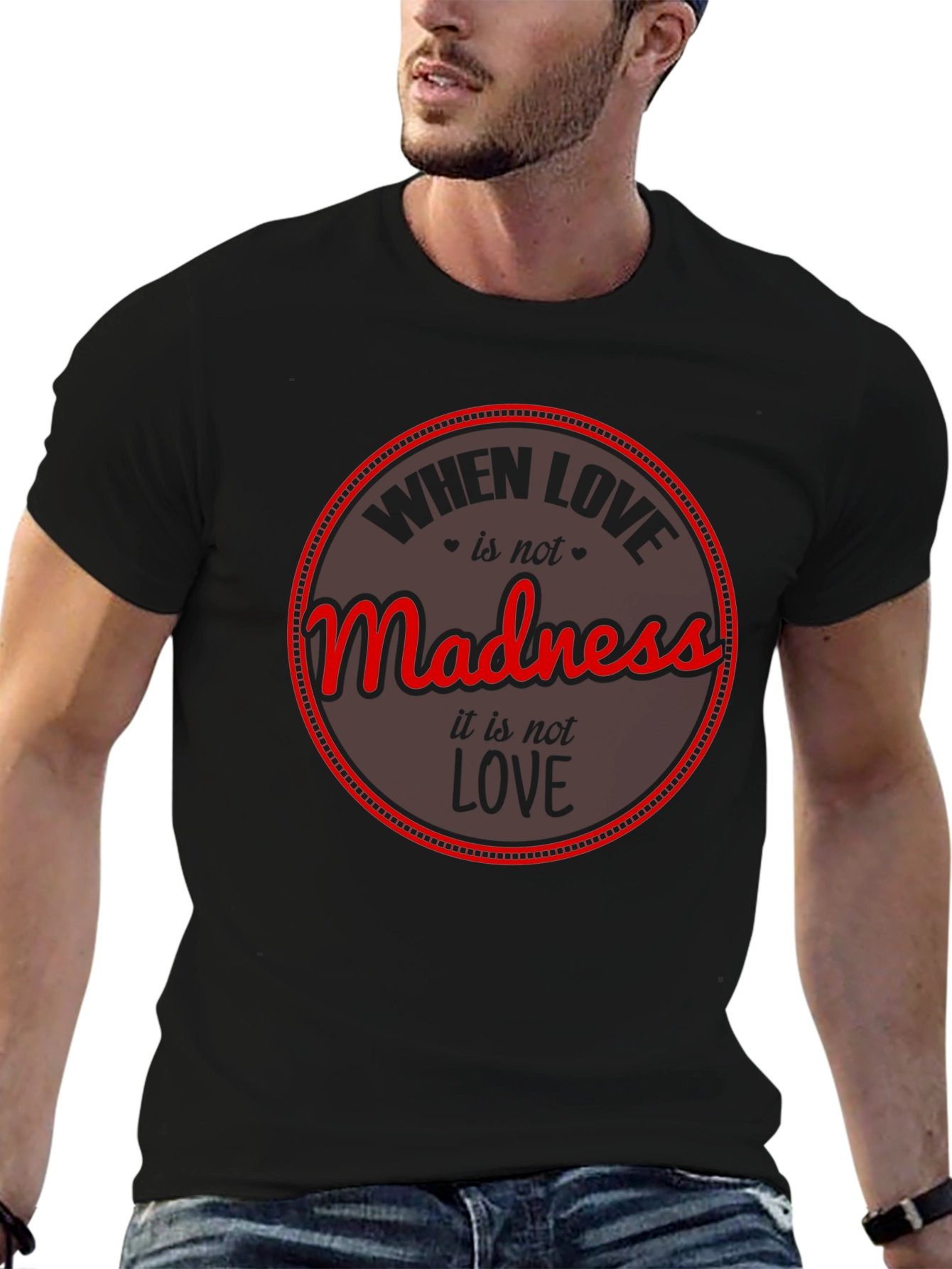 Madness is Just for Love Mens Black T-Shirt