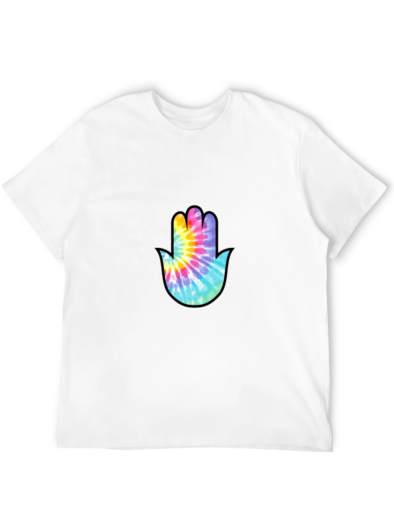 Tie-Dye Hamsa Hand Graphic Tee - Stylish & Unique