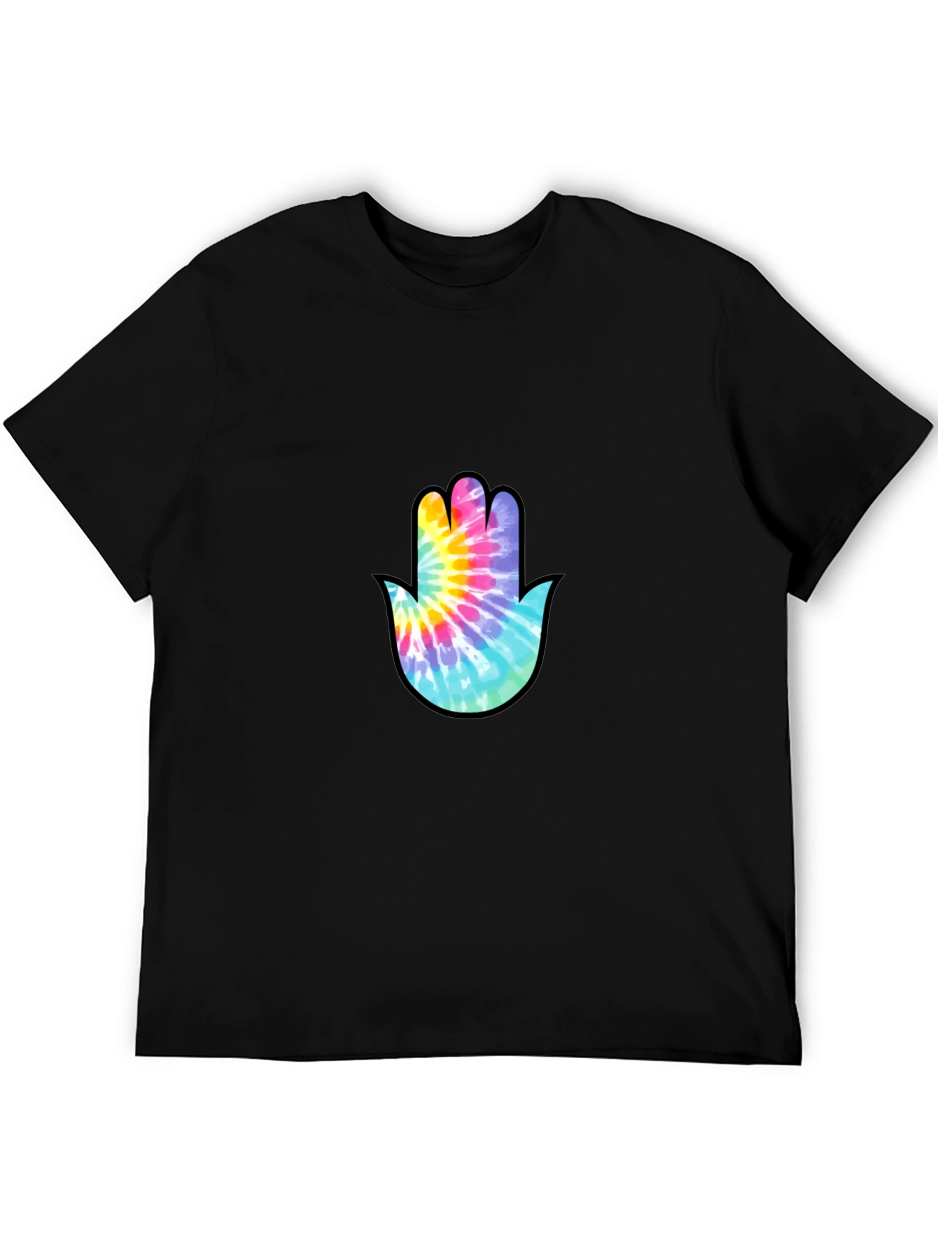 Tie-Dye Hamsa Hand Graphic Tee - Stylish & Unique