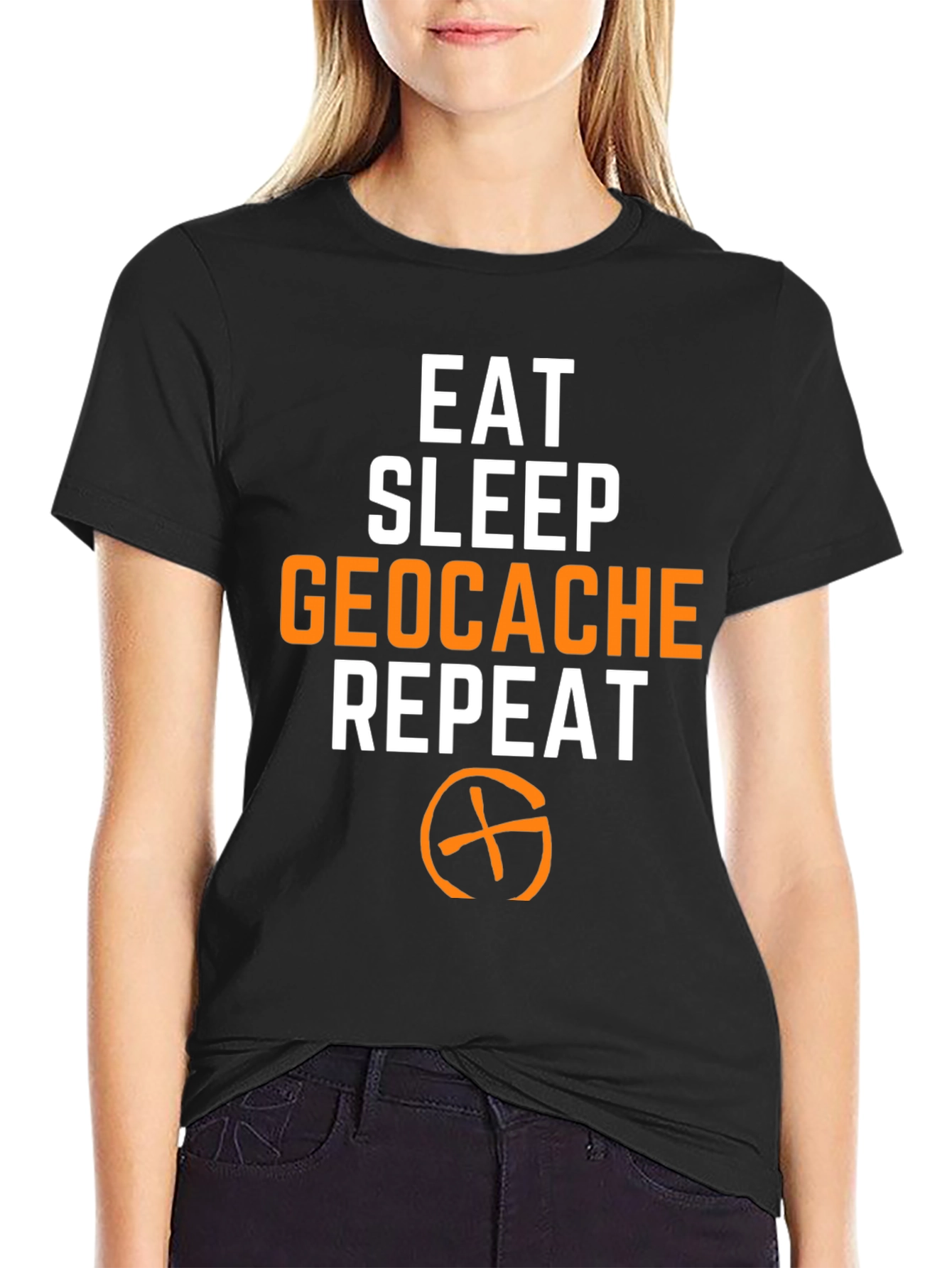 Eat Sleep Geocache Repeat T-Shirt - Black