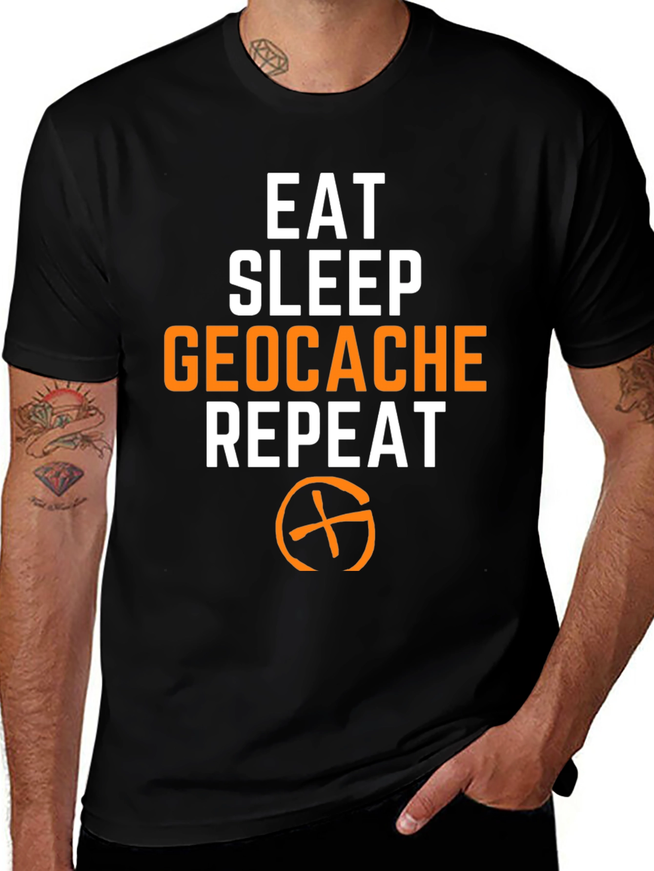 Eat Sleep Geocache Repeat T-Shirt - Black
