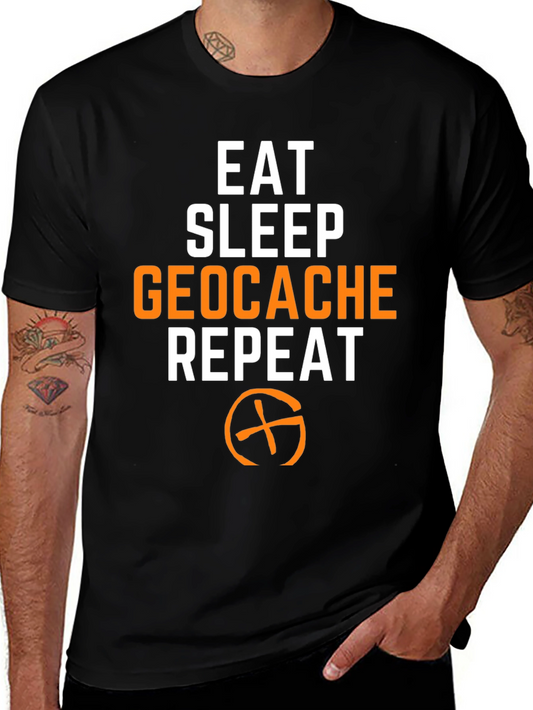 Eat Sleep Geocache Repeat T-Shirt - Black