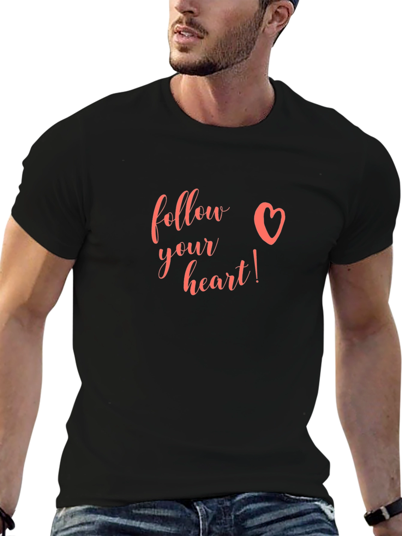 Follow Your Heart Graphic Tee - Black Casual Shirt