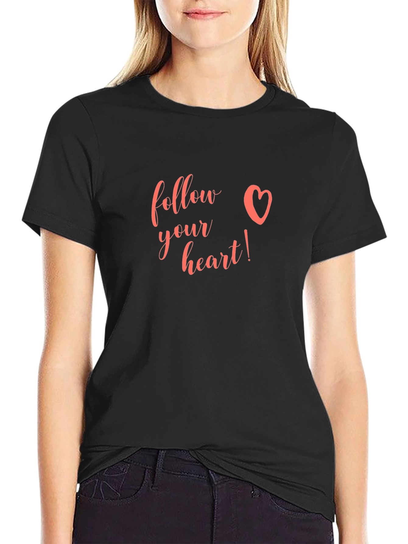 Follow Your Heart Graphic Tee - Black Casual Shirt
