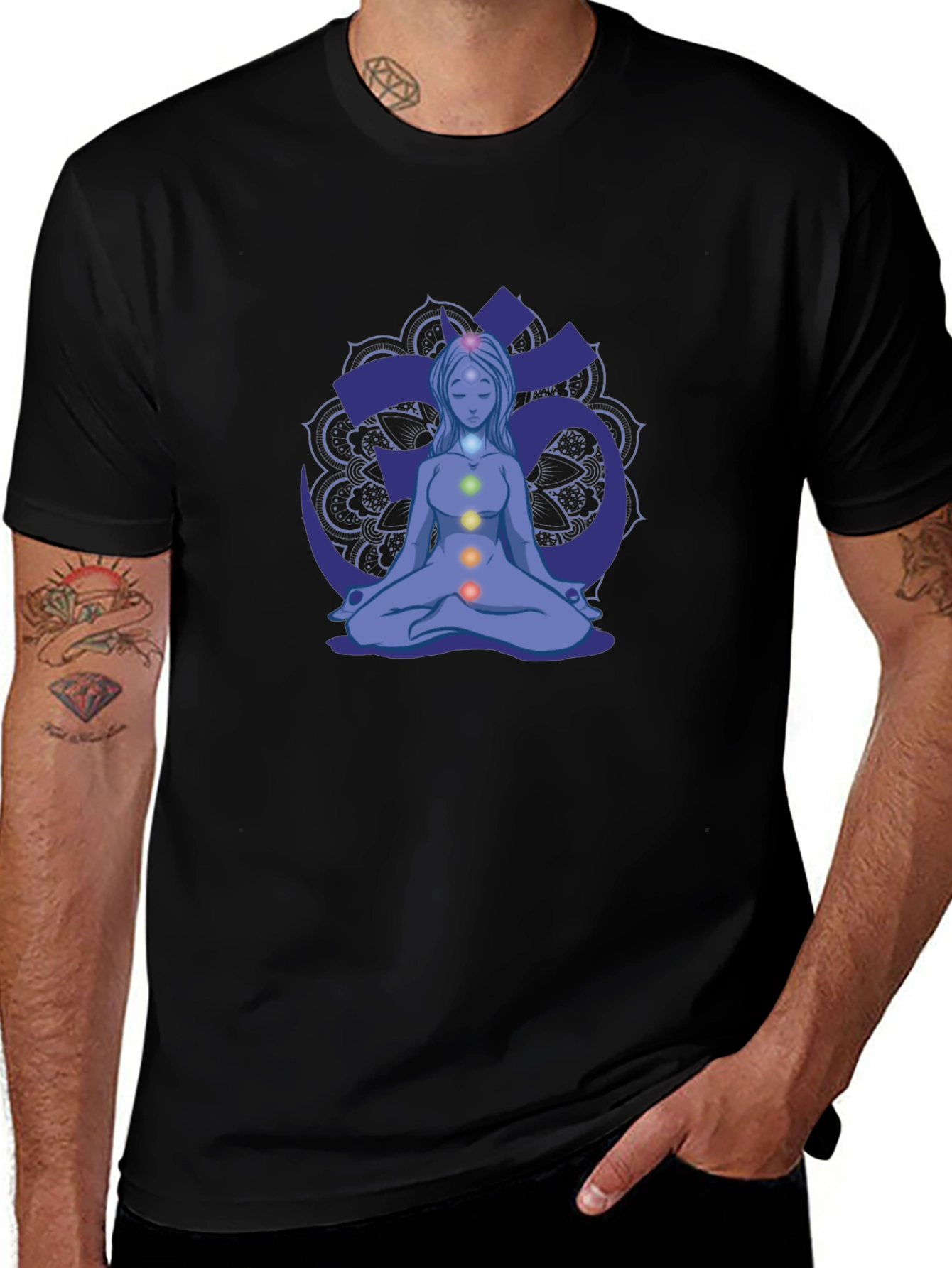 Chakra Meditation Graphic Tee - Black