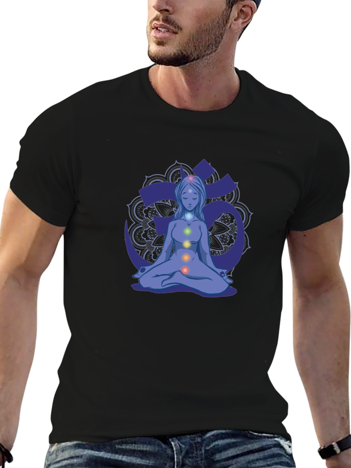 Chakra Meditation Graphic Tee - Black