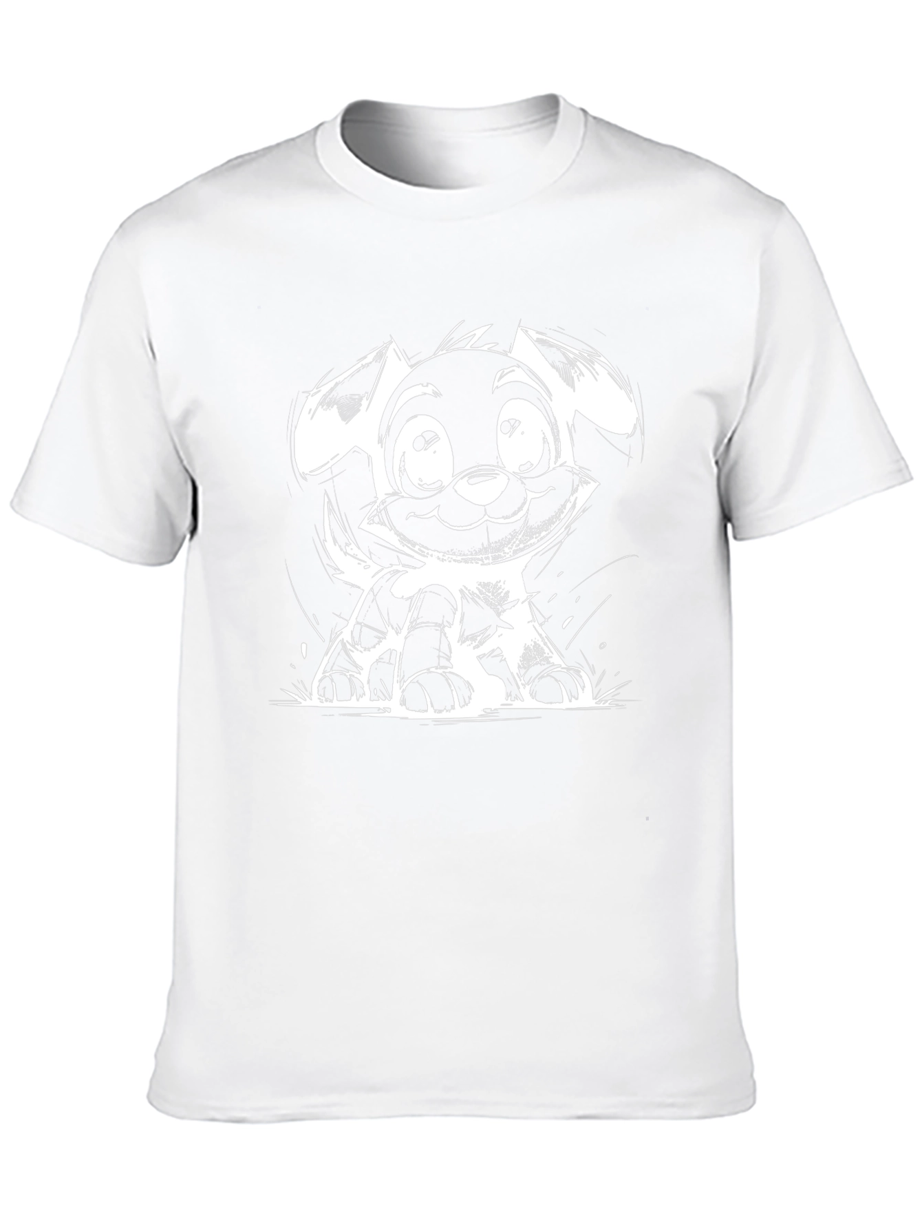 Cute Puppy Sketch Black T-Shirt