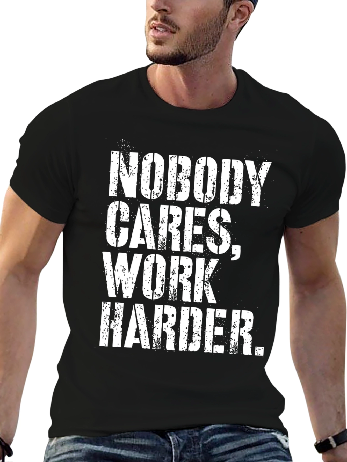 Motivational Black T-Shirt: Work Harder