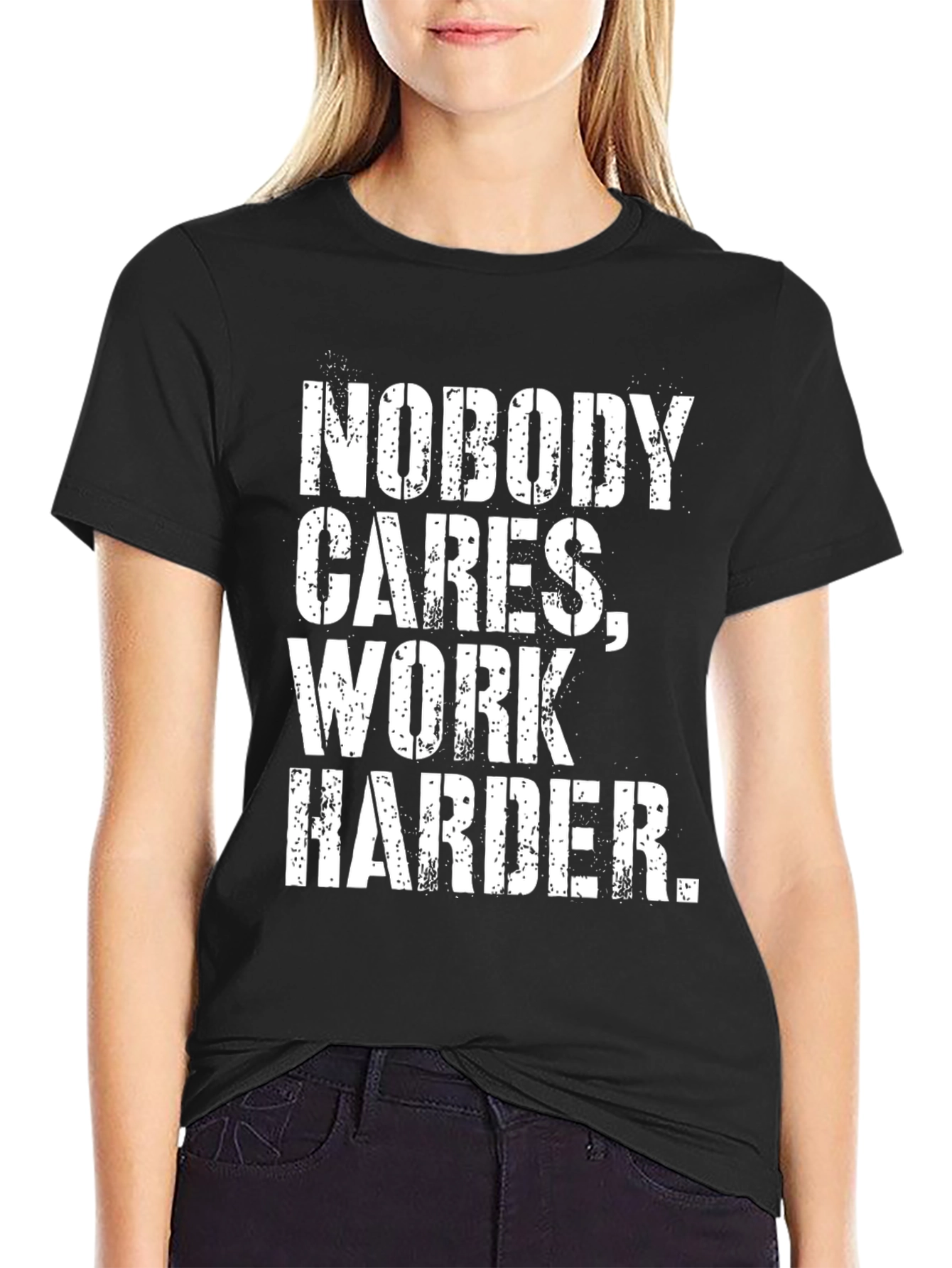 Motivational Black T-Shirt: Work Harder