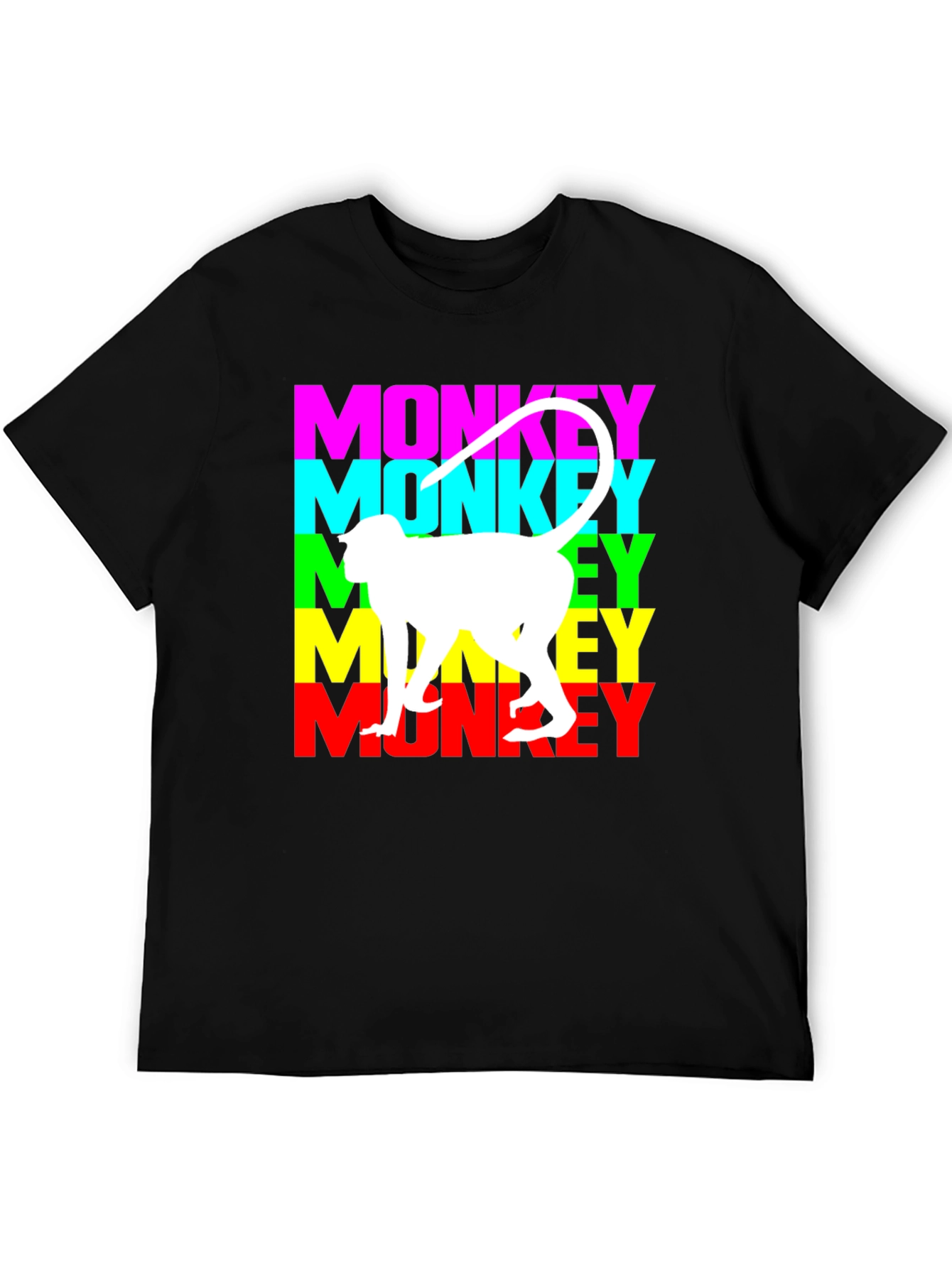 Monkey Graphic Tee - Black Cotton Blend T-Shirt