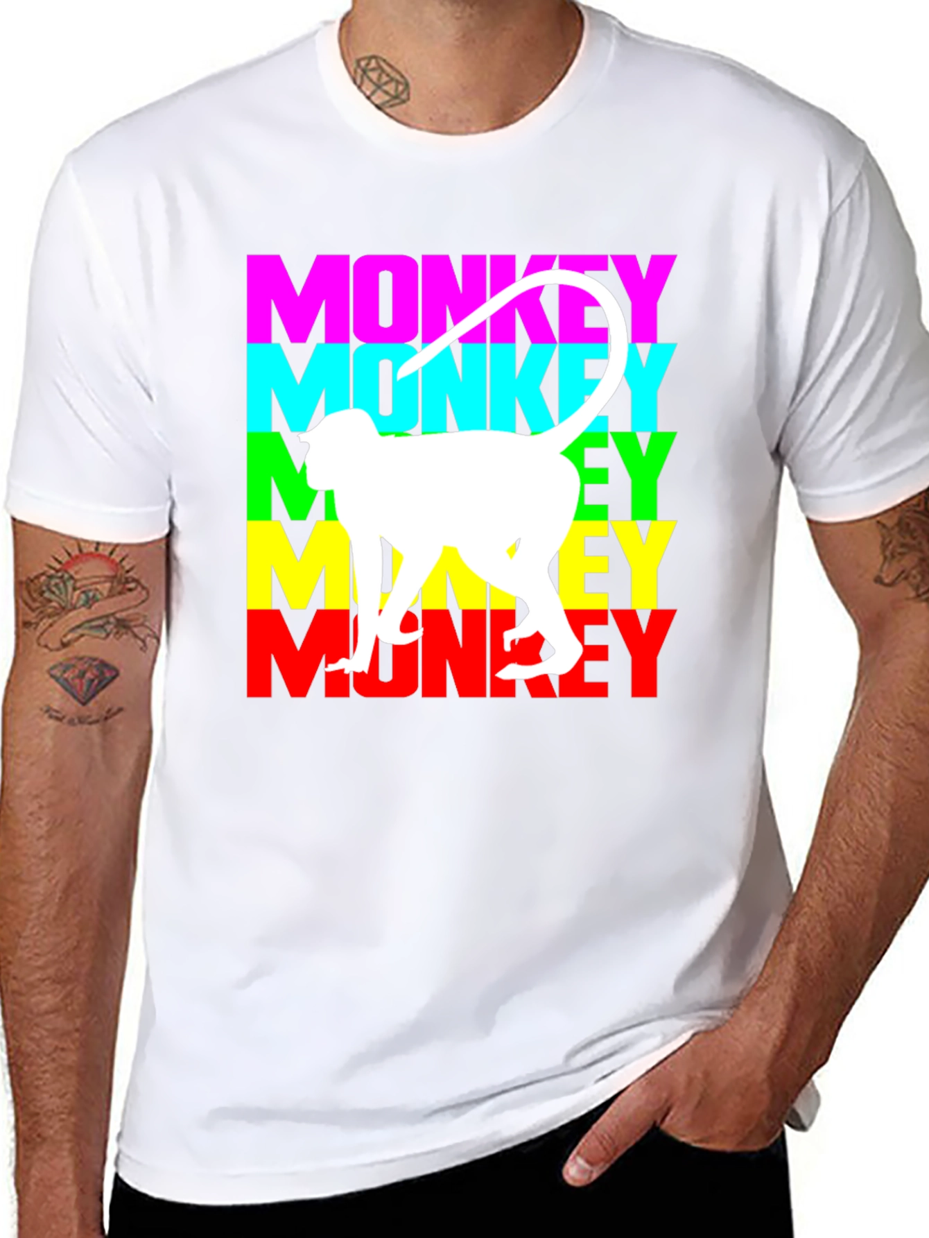 Monkey Graphic Tee - Black Cotton Blend T-Shirt