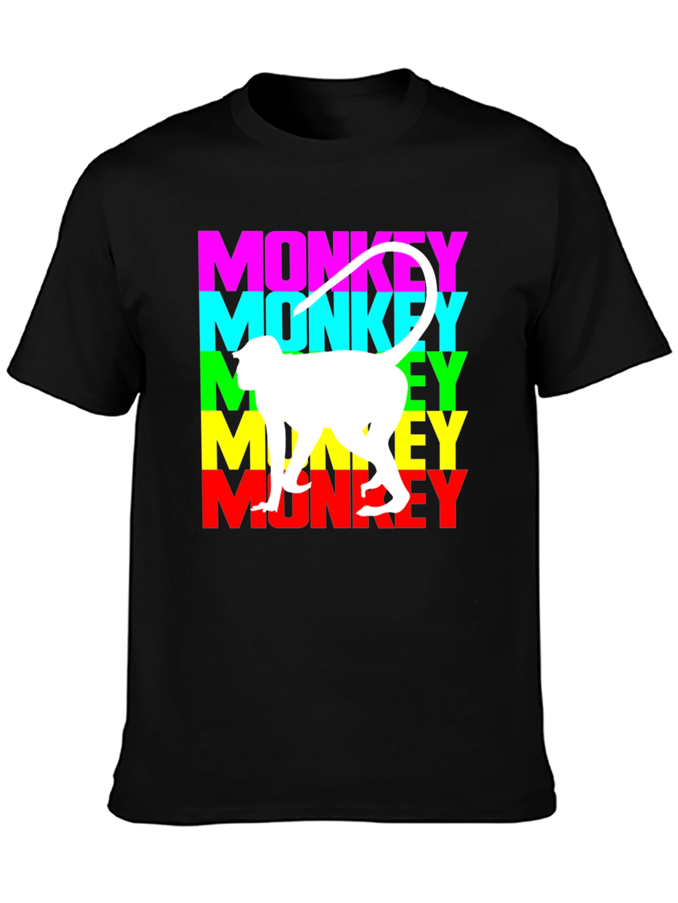 Monkey Graphic Tee - Black Cotton Blend T-Shirt