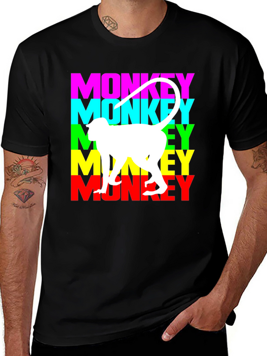Monkey Graphic Tee - Black Cotton Blend T-Shirt