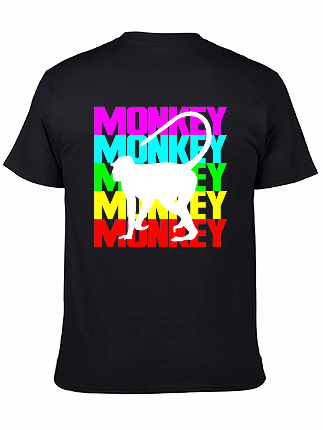 Monkey Graphic Tee - Black Cotton Blend T-Shirt
