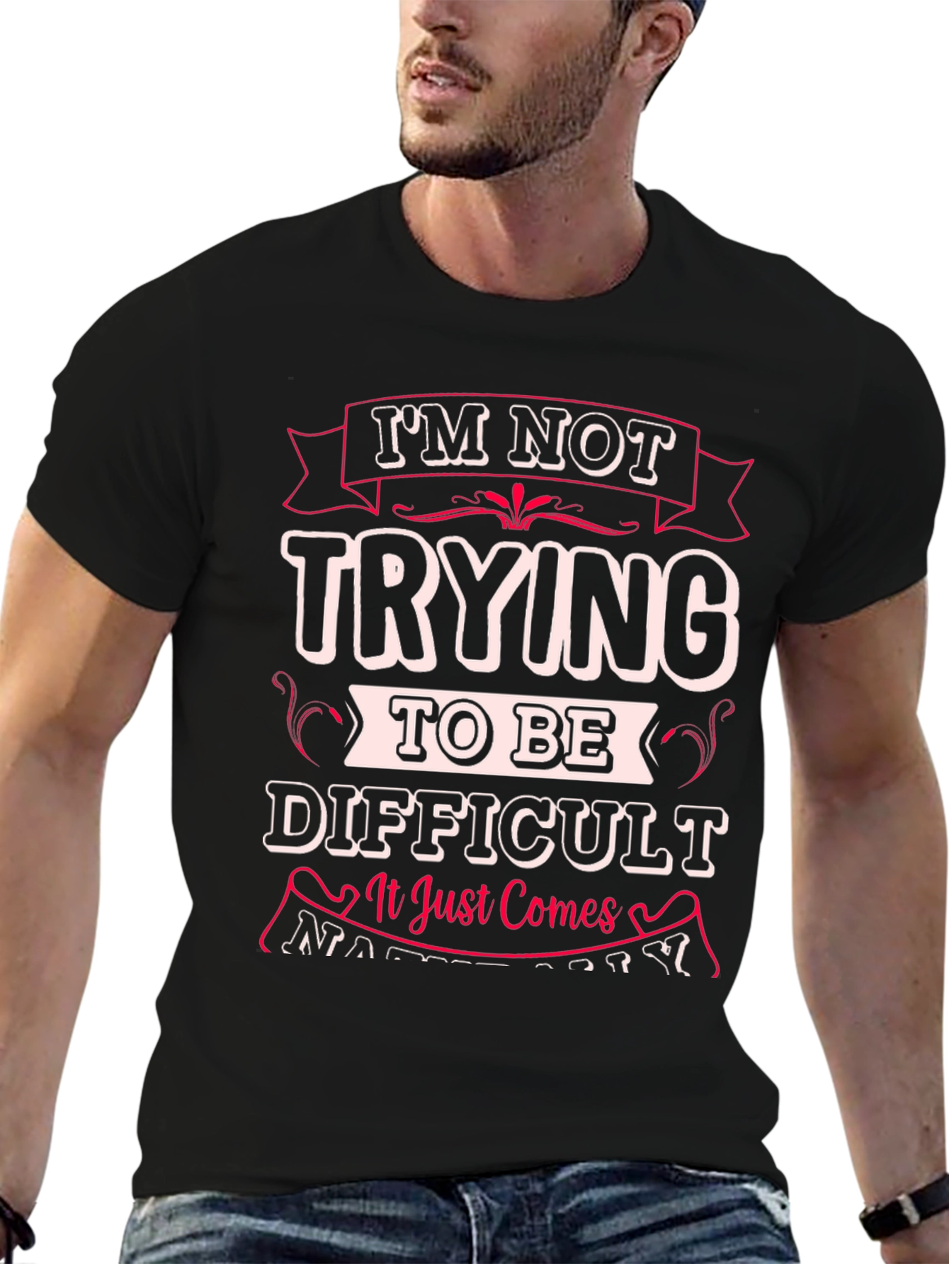 Funny Difficult Graphic Print T-Shirt