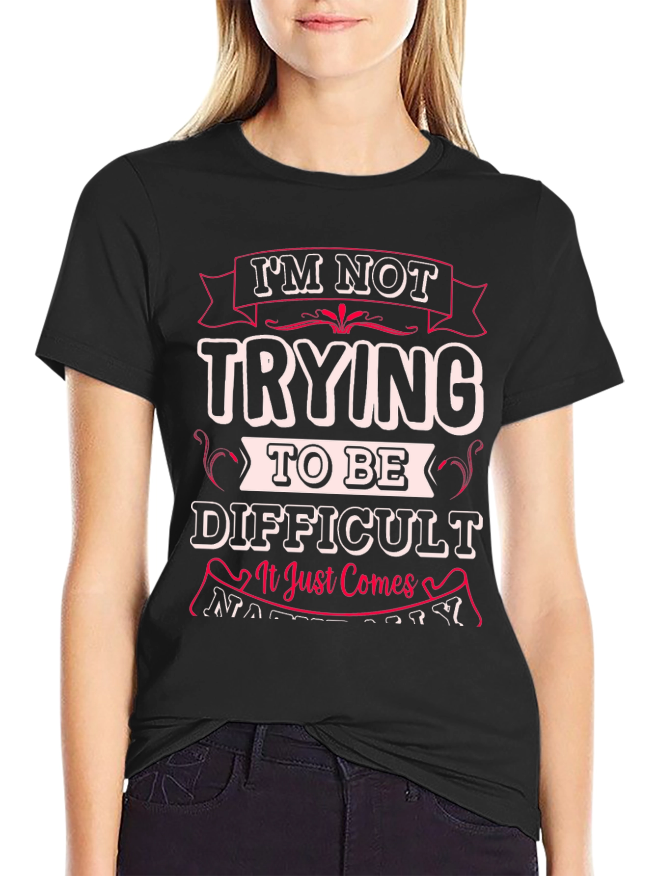 Funny Difficult Graphic Print T-Shirt