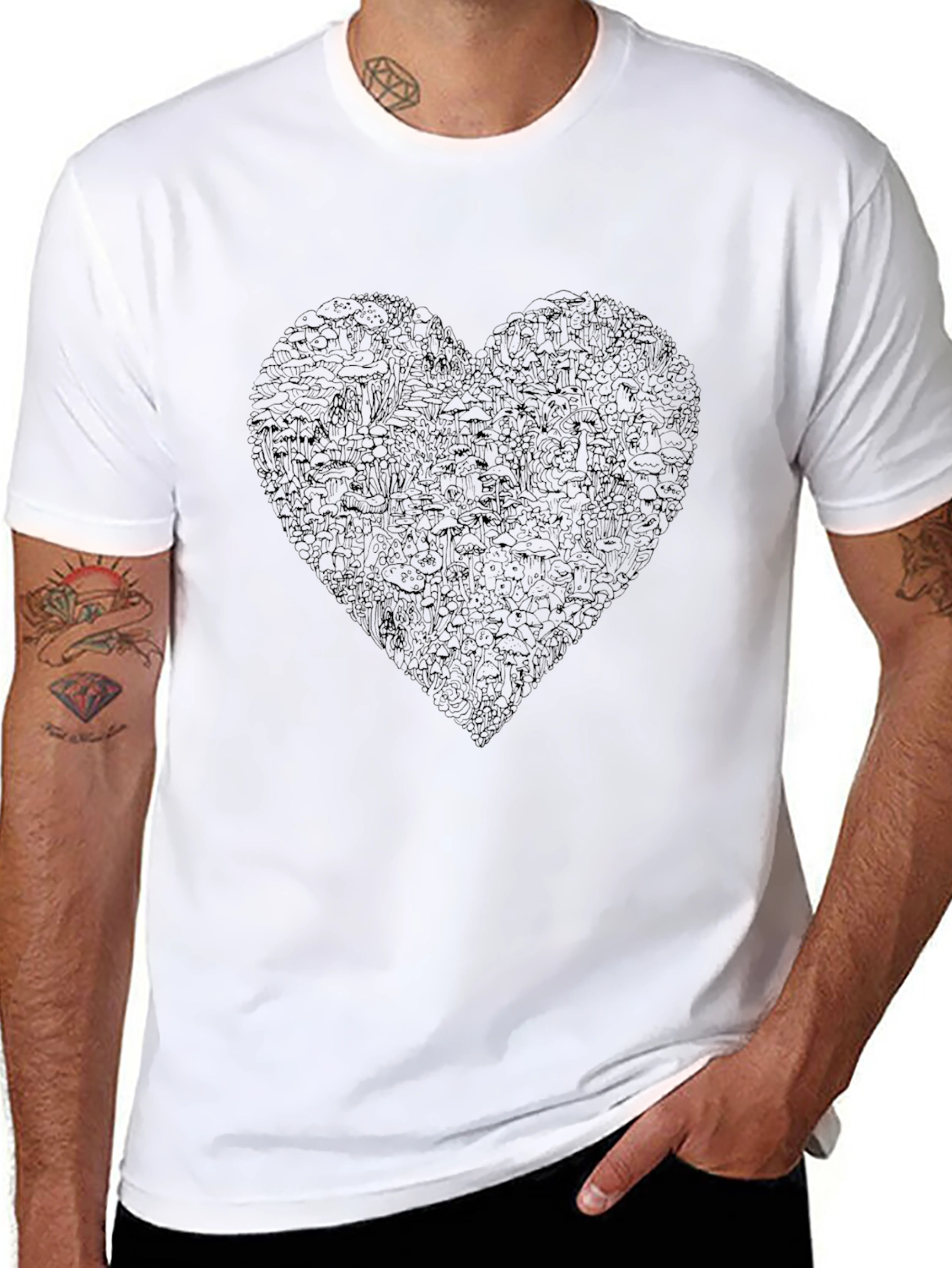 Heart Doodle Black T-Shirt