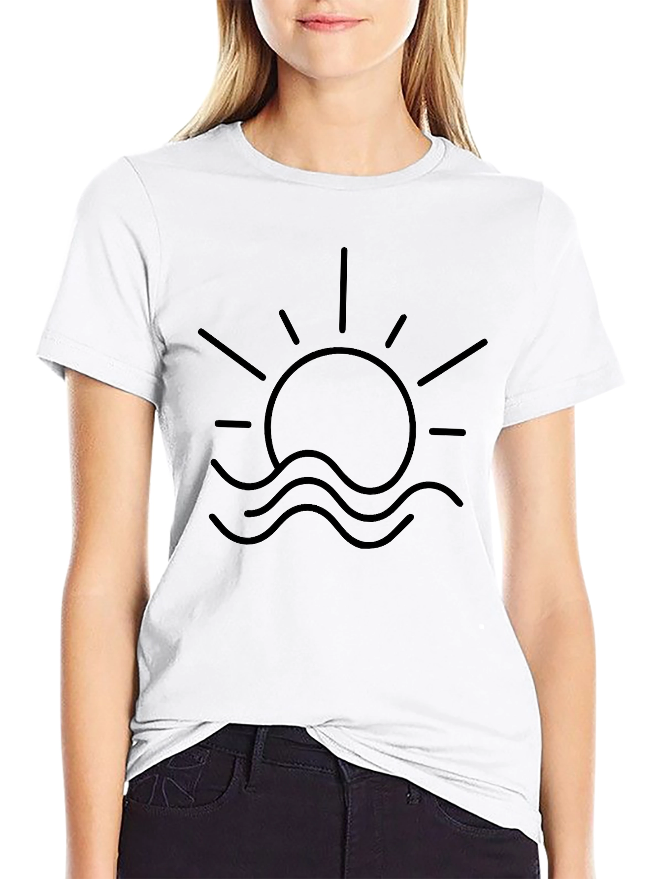Sun & Waves Graphic Black T-Shirt