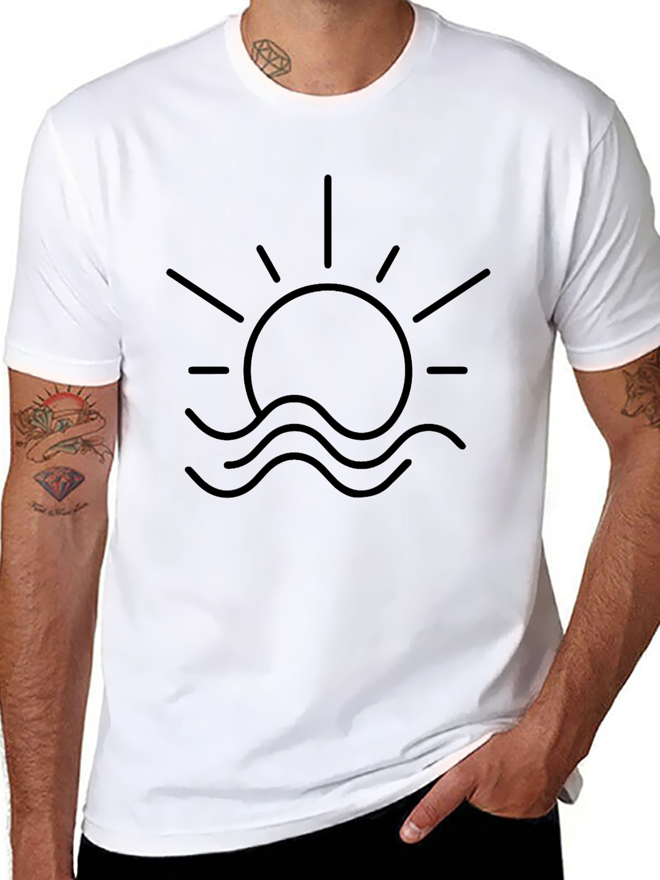 Sun & Waves Graphic Black T-Shirt