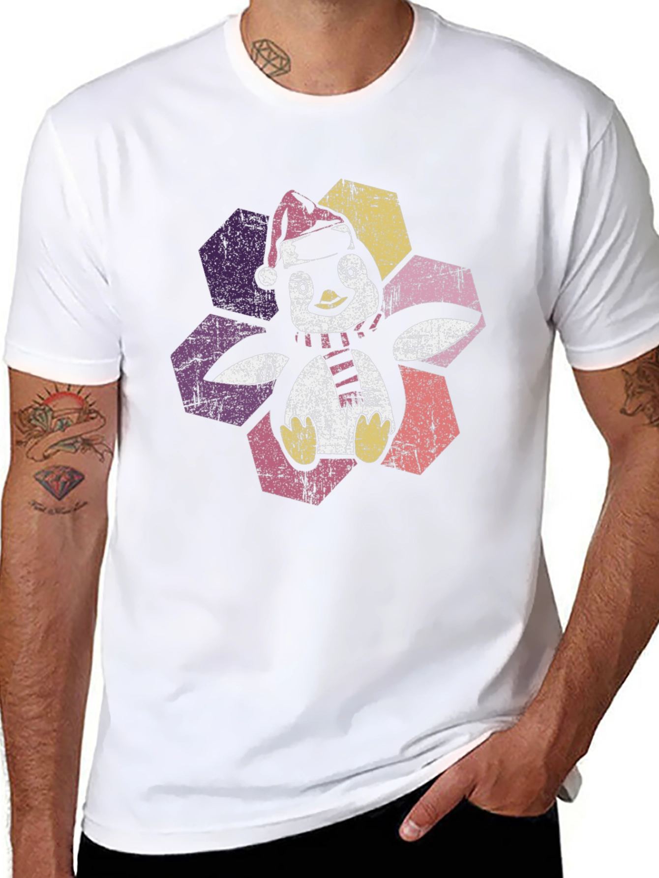 Festive Penguin Graphic Tee - Holiday Cheer