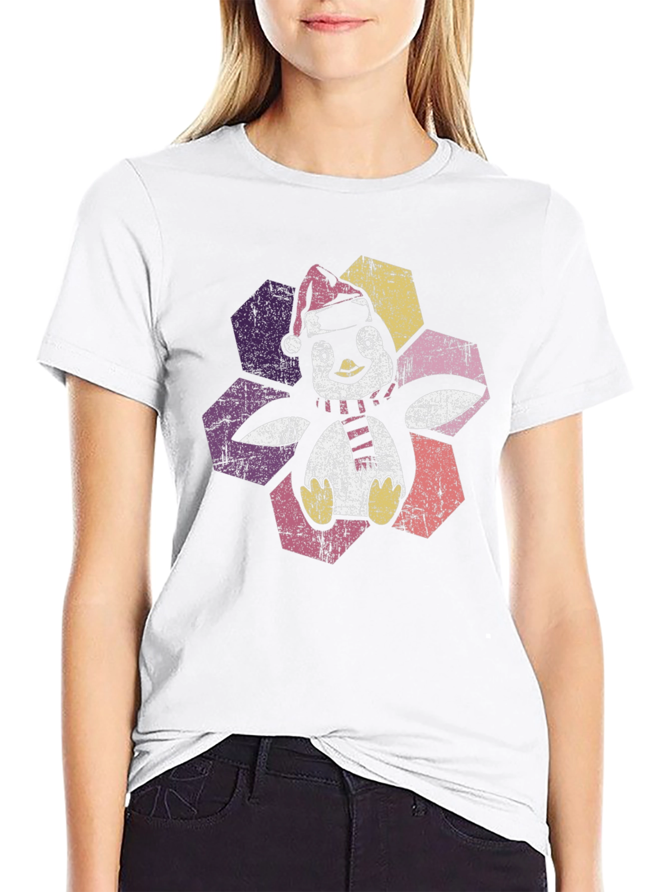 Festive Penguin Graphic Tee - Holiday Cheer