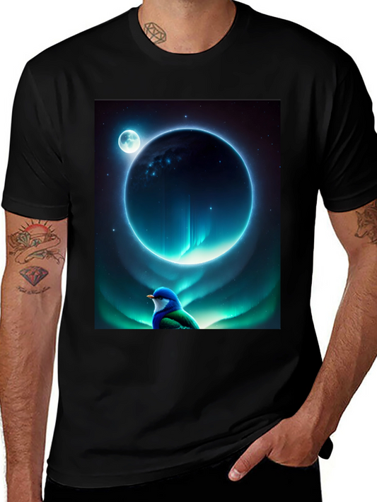 Celestial Bird T-Shirt: Galaxy Dreamscape
