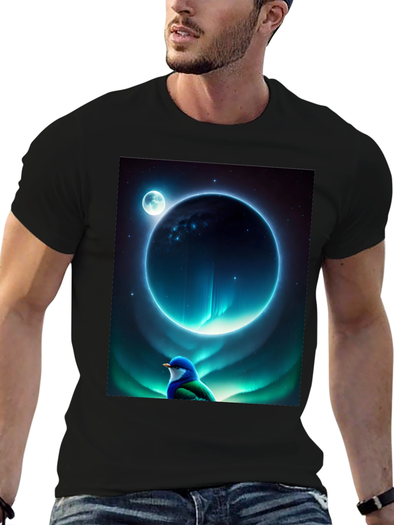 Celestial Bird T-Shirt: Galaxy Dreamscape