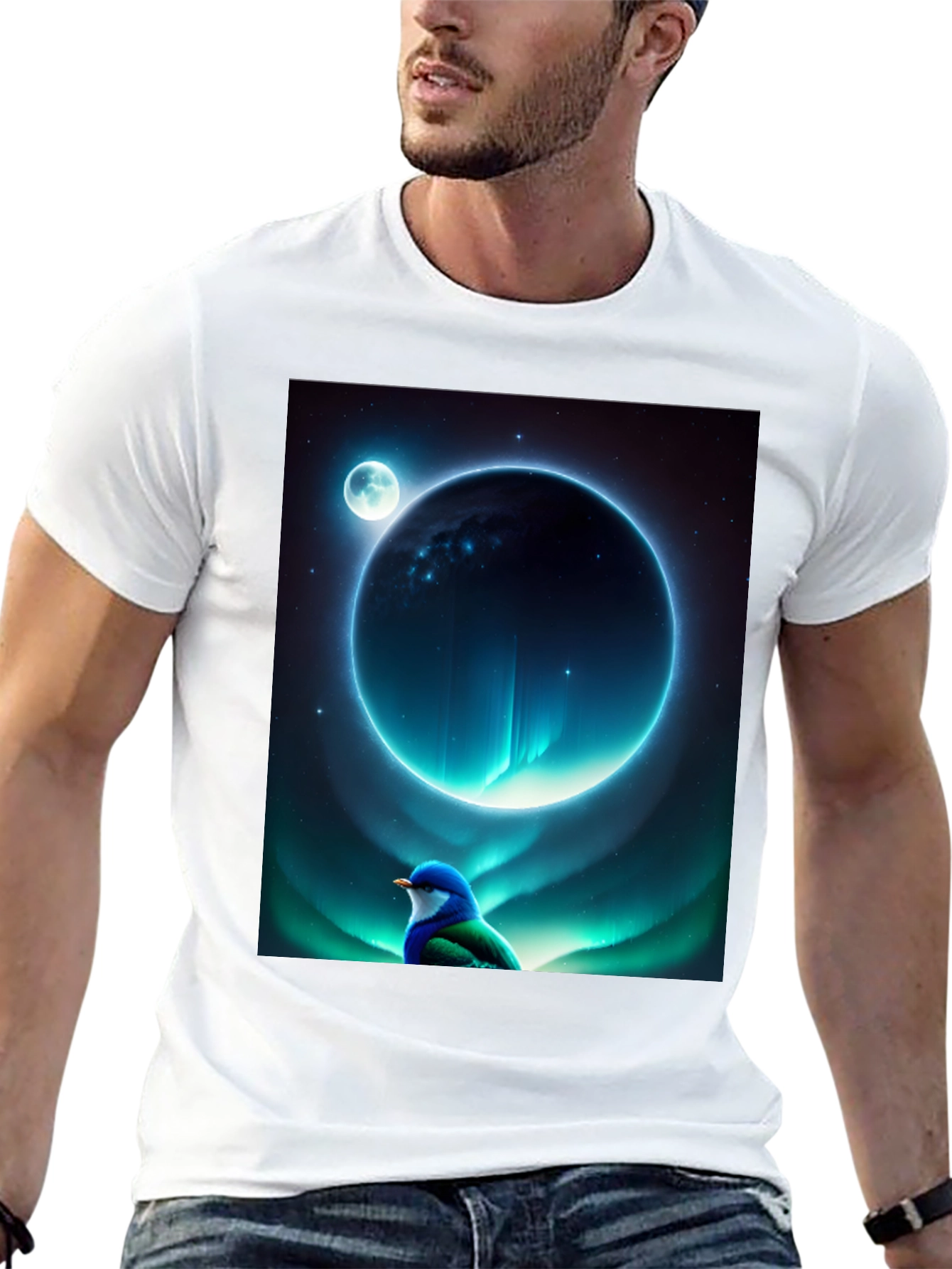 Celestial Bird T-Shirt: Galaxy Dreamscape