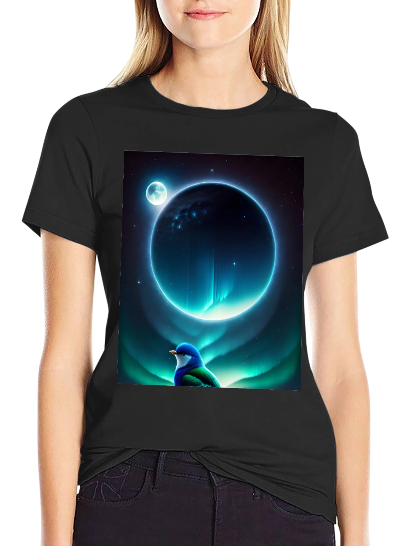 Celestial Bird T-Shirt: Galaxy Dreamscape