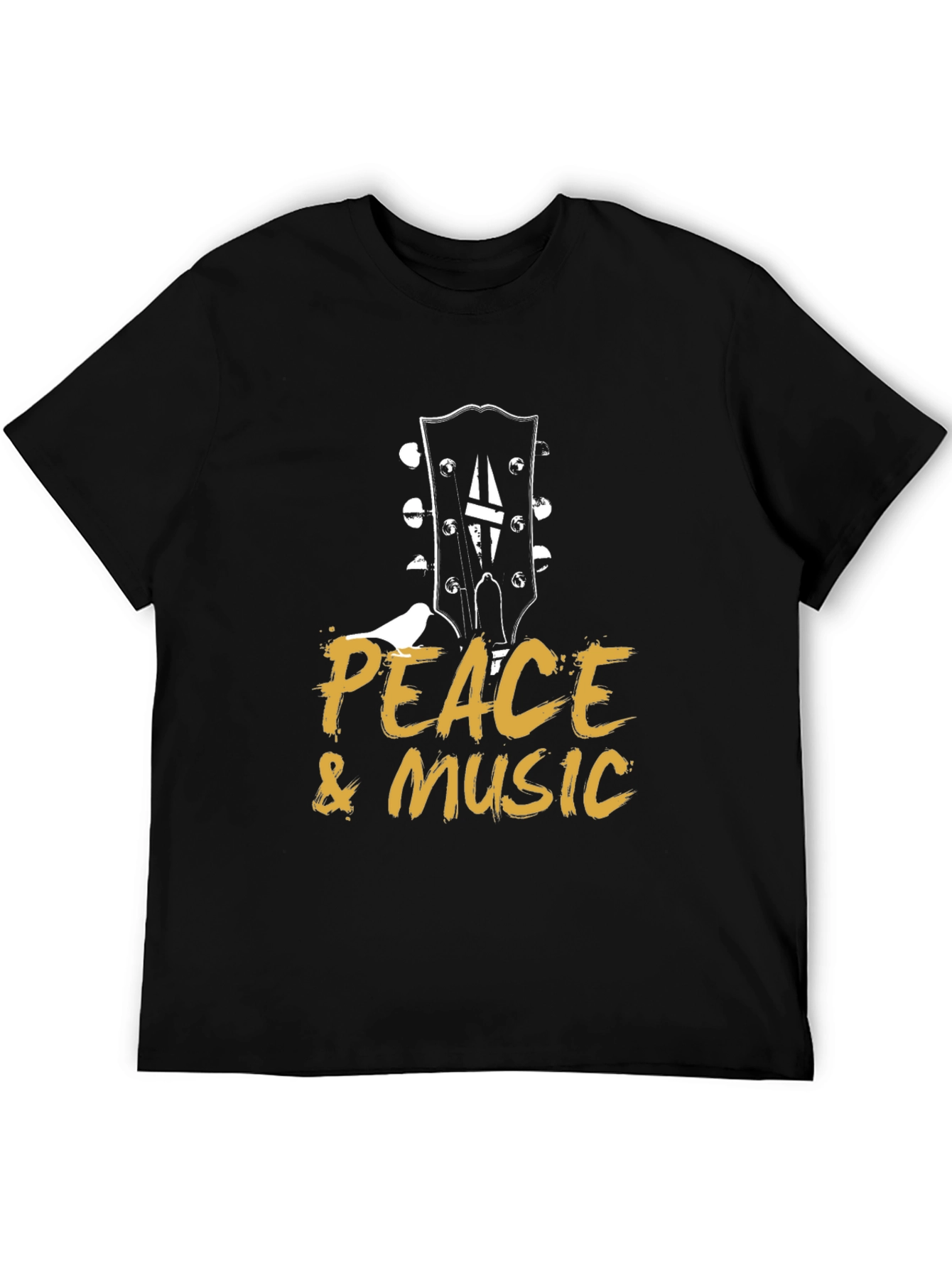 Peace & Music Guitar Headstock Black T-Shirt