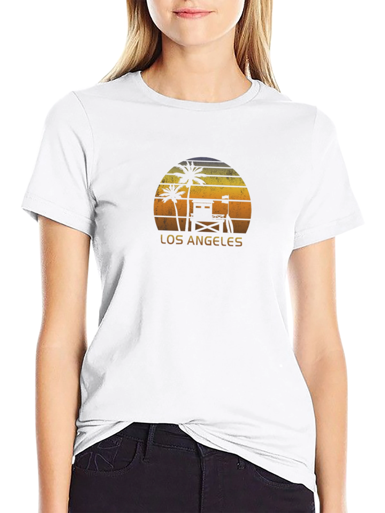 Los Angeles Sunset T-Shirt Palm Tree Lifeguard Design