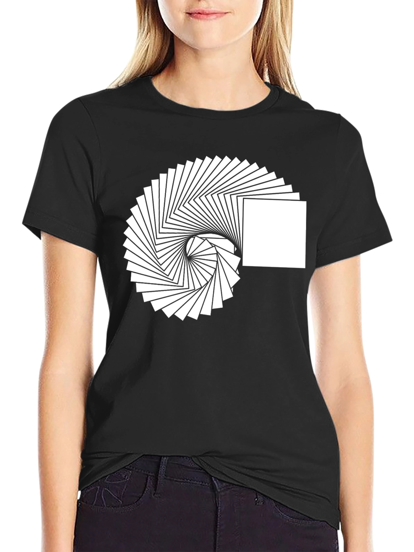 Abstract Square Spiral Graphic Tee - Modern Design Shirt