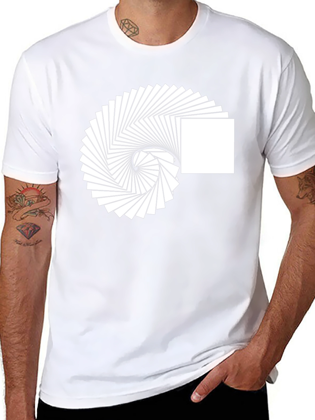 Abstract Square Spiral Graphic Tee - Modern Design Shirt